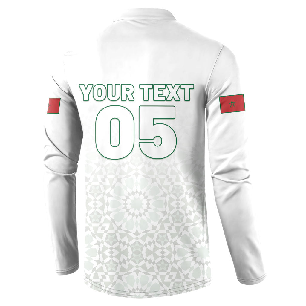 Custom Morocco Football 2026 Button Sweatshirt Atlas Lions Breathtaking Victory White Version