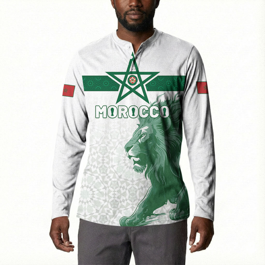 Custom Morocco Football 2026 Button Sweatshirt Atlas Lions Breathtaking Victory White Version
