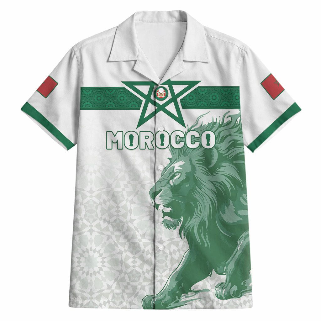 Custom Morocco Football 2026 Hawaiian Shirt Atlas Lions Breathtaking Victory White Version