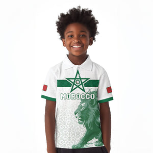 Custom Morocco Football 2026 Kid Polo Shirt Atlas Lions Breathtaking Victory White Version