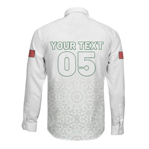 Custom Morocco Football 2026 Long Sleeve Button Shirt Atlas Lions Breathtaking Victory White Version