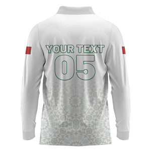 Custom Morocco Football 2026 Long Sleeve Polo Shirt Atlas Lions Breathtaking Victory White Version