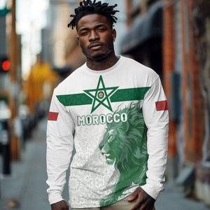 Custom Morocco Football 2026 Long Sleeve Shirt Atlas Lions Breathtaking Victory White Version