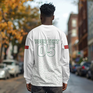 Custom Morocco Football 2026 Long Sleeve Shirt Atlas Lions Breathtaking Victory White Version