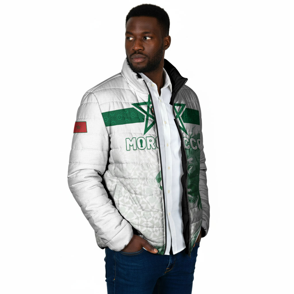Custom Morocco Football 2026 Padded Jacket Atlas Lions Breathtaking Victory White Version