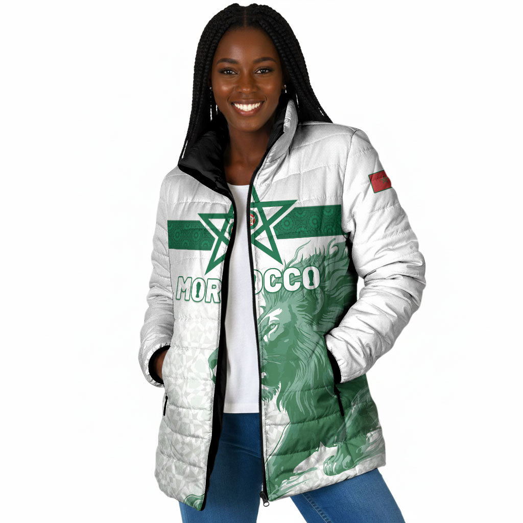 Custom Morocco Football 2026 Padded Jacket Atlas Lions Breathtaking Victory White Version