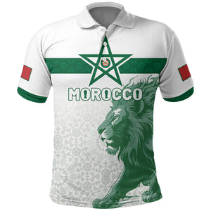 Custom Morocco Football 2026 Polo Shirt Atlas Lions Breathtaking Victory White Version
