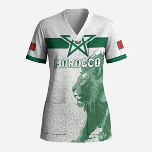 Custom Morocco Football 2026 Scrub Top Atlas Lions Breathtaking Victory White Version