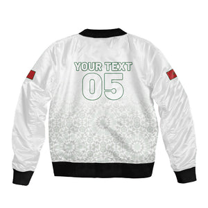 Custom Morocco Football 2026 Sleeve Zip Bomber Jacket Atlas Lions Breathtaking Victory White Version