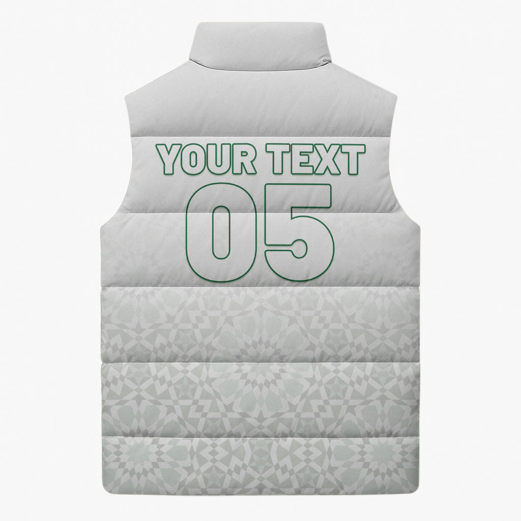 Custom Morocco Football 2026 Sleeveless Puffer Jacket Atlas Lions Breathtaking Victory White Version