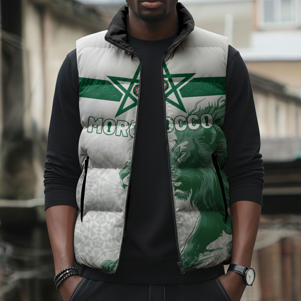 Custom Morocco Football 2026 Sleeveless Puffer Jacket Atlas Lions Breathtaking Victory White Version