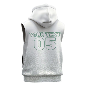Custom Morocco Football 2026 Sleeveless Zip Hoodie Atlas Lions Breathtaking Victory White Version