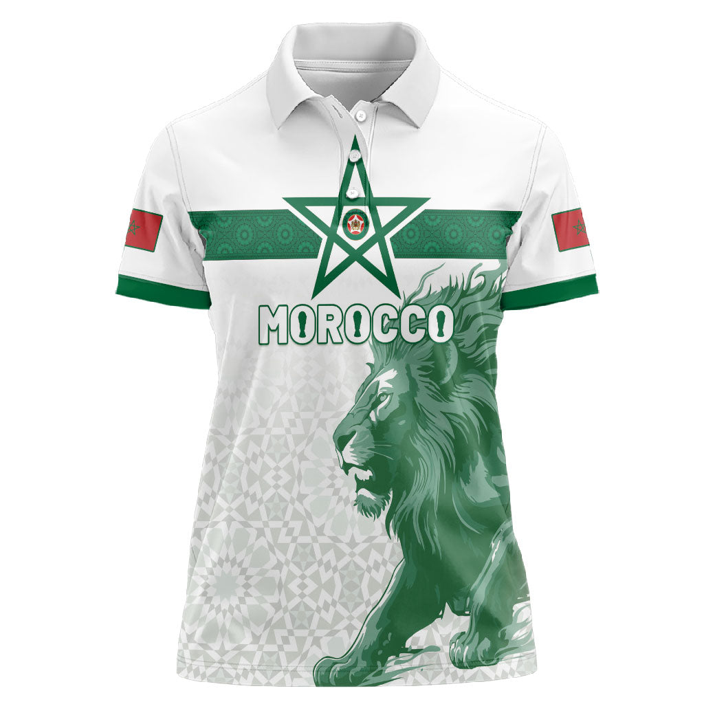 Custom Morocco Football 2026 Women Polo Shirt Atlas Lions Breathtaking Victory White Version