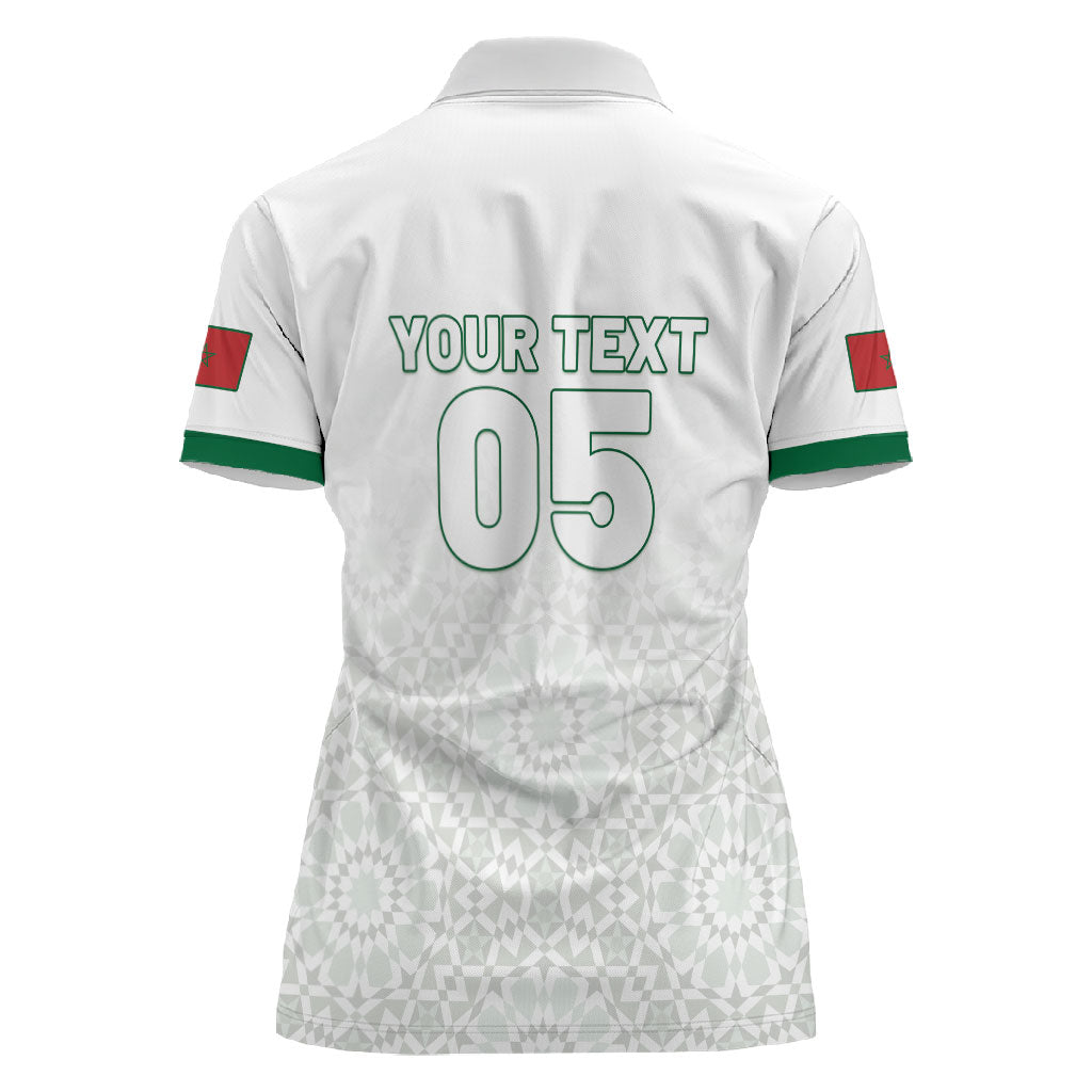 Custom Morocco Football 2026 Women Polo Shirt Atlas Lions Breathtaking Victory White Version