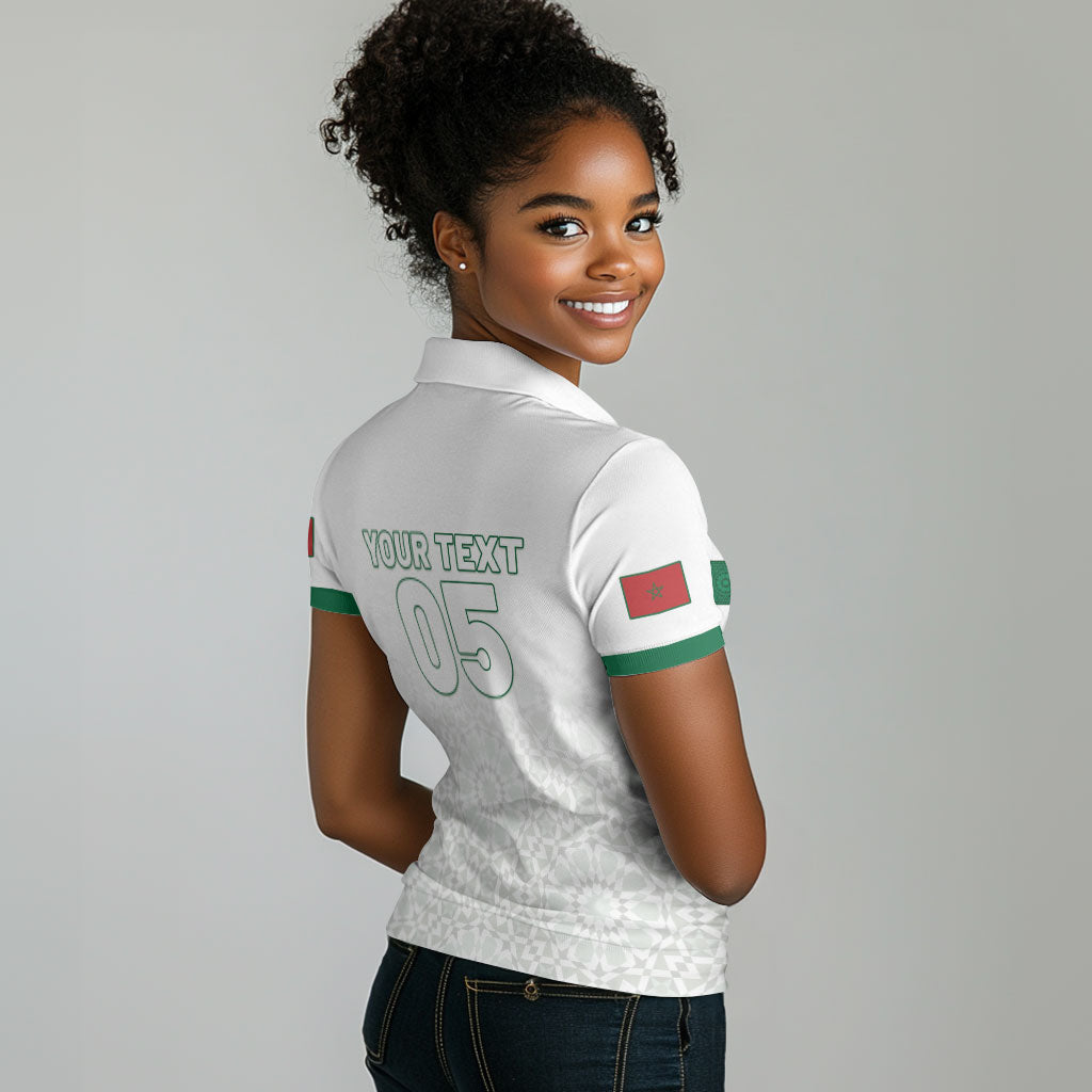 Custom Morocco Football 2026 Women Polo Shirt Atlas Lions Breathtaking Victory White Version