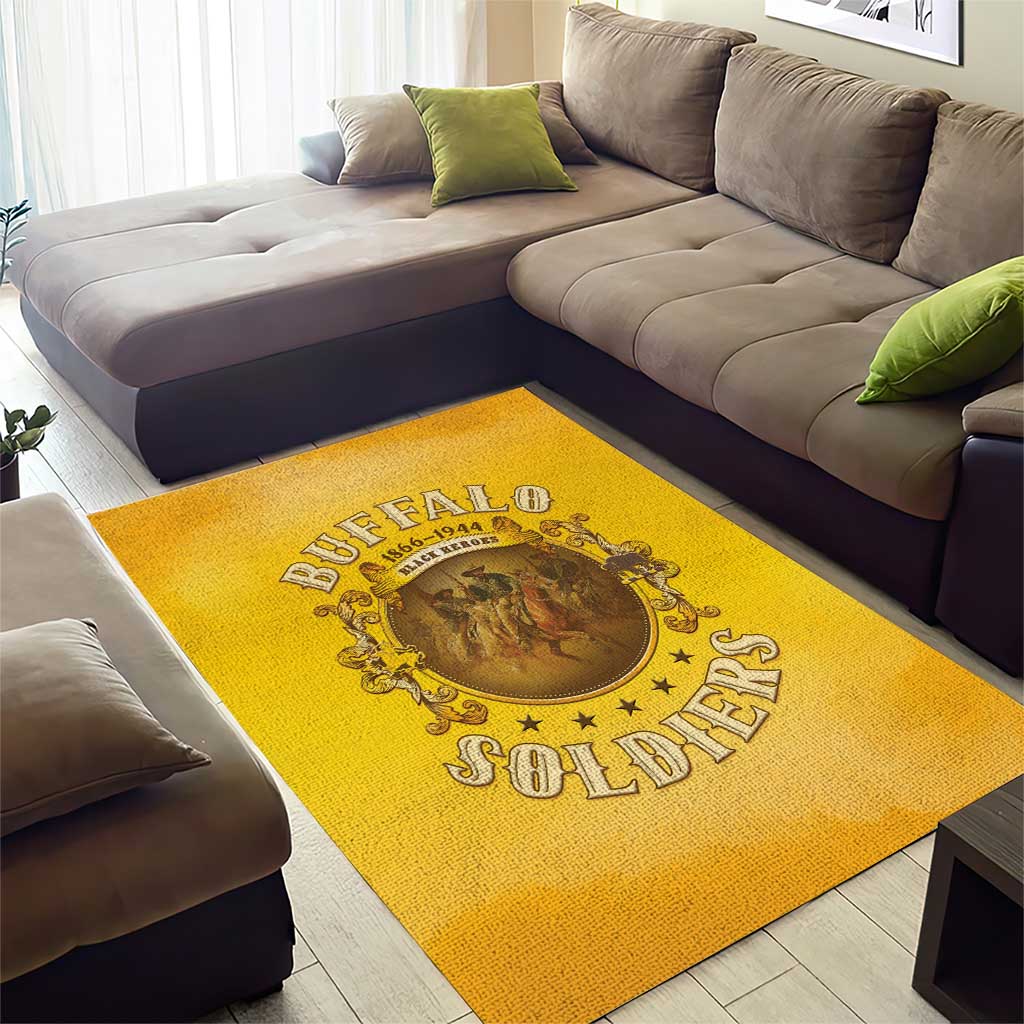 Honor Buffalo Soldiers Area Rug African American Cavalry Yellow Version - African Pride