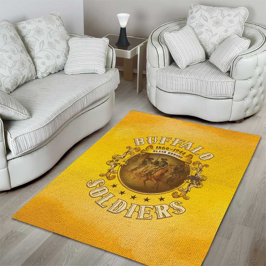 Honor Buffalo Soldiers Area Rug African American Cavalry Yellow Version - African Pride