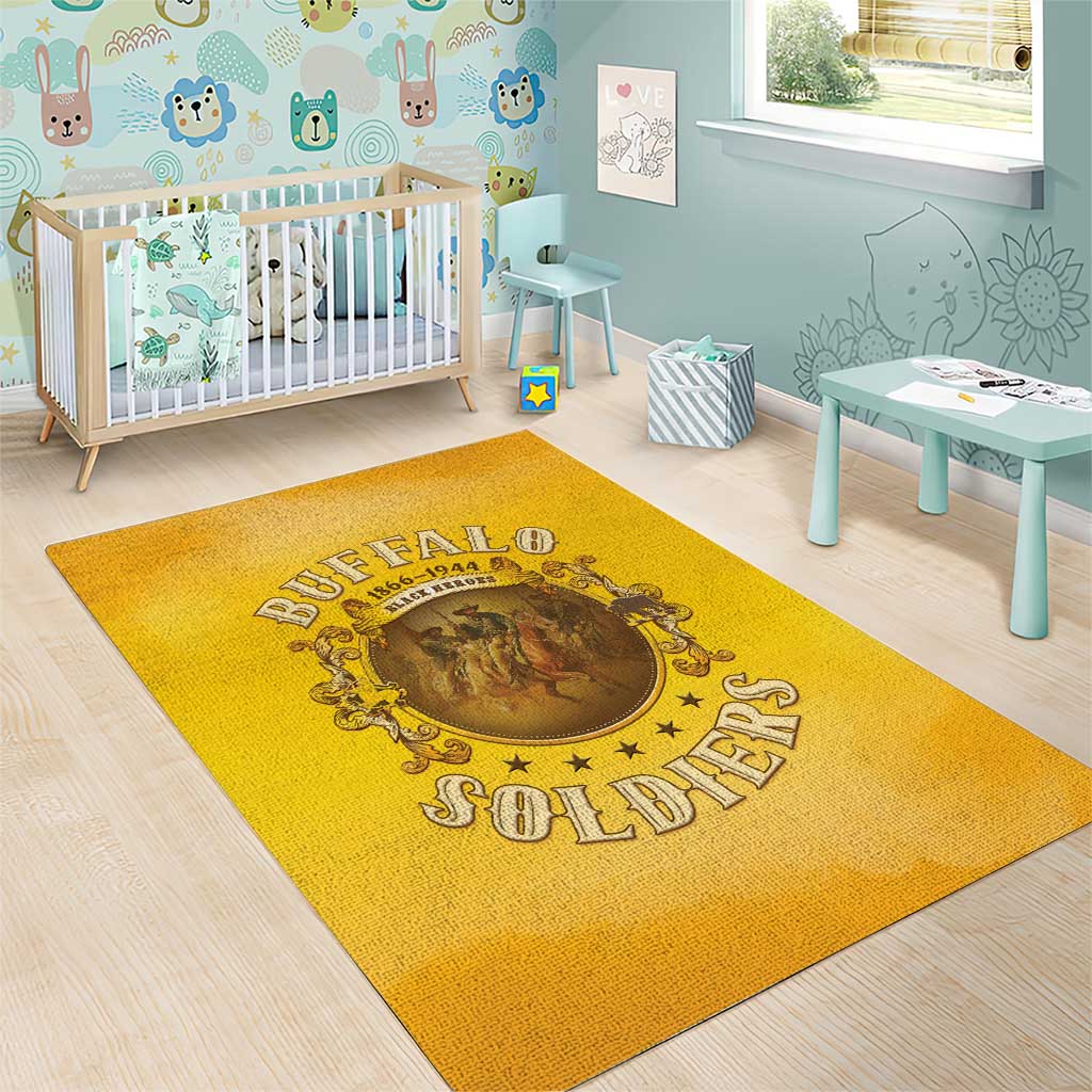 Honor Buffalo Soldiers Area Rug African American Cavalry Yellow Version - African Pride