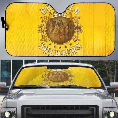 Honor Buffalo Soldiers Auto Sun Shade African American Cavalry Yellow Version