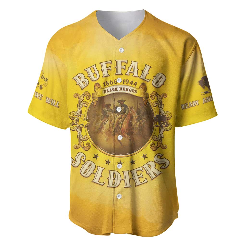 Honor Buffalo Soldiers Baseball Jersey African American Cavalry Yellow Version - African Pride
