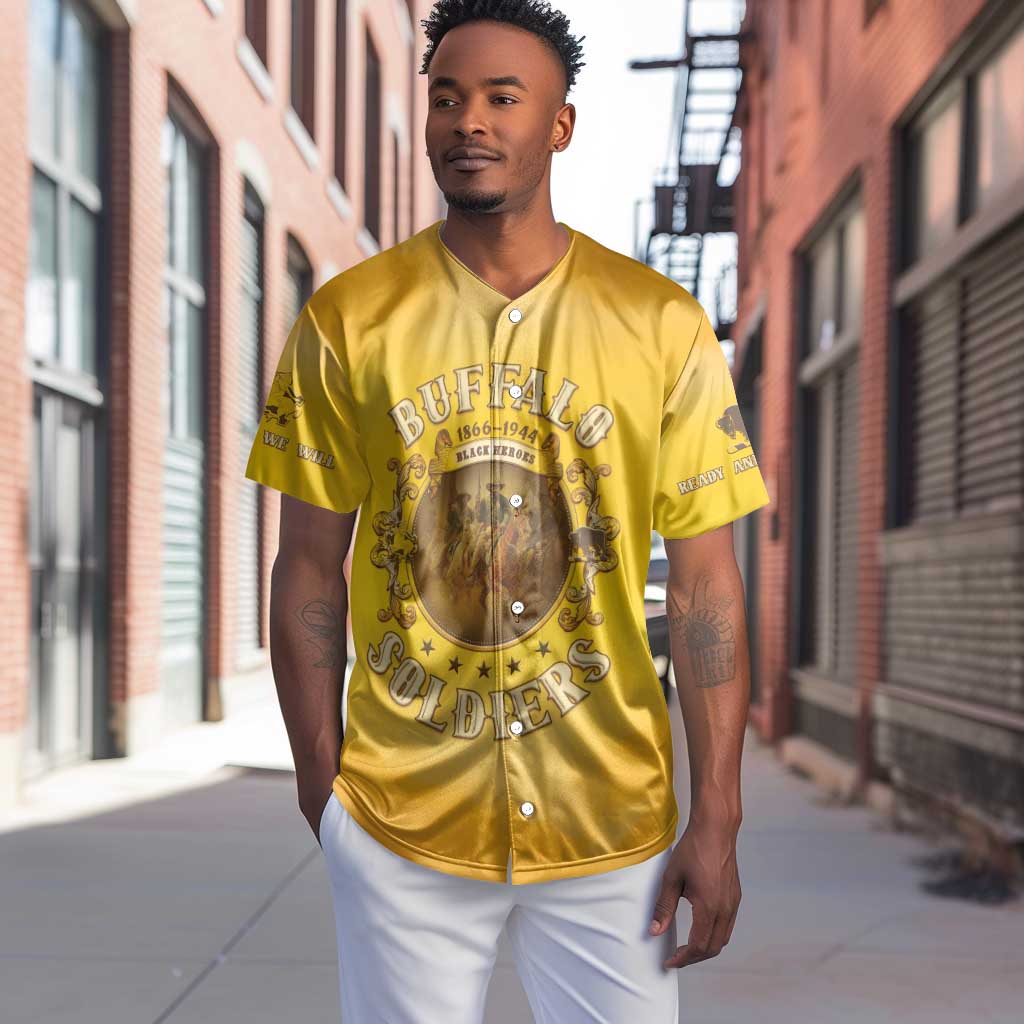 Honor Buffalo Soldiers Baseball Jersey African American Cavalry Yellow Version - African Pride