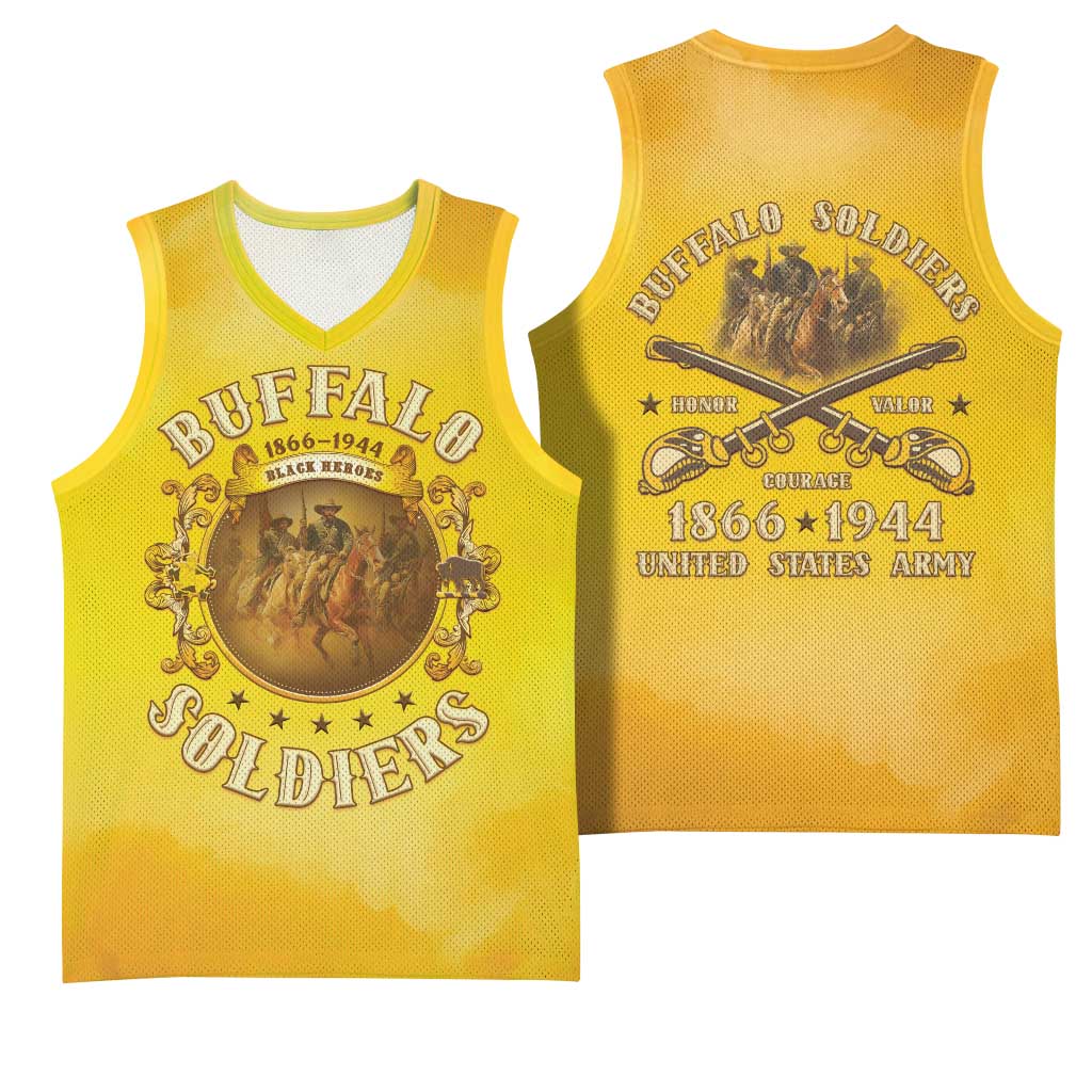 Honor Buffalo Soldiers Basketball Jersey African American Cavalry Yellow Version LT05