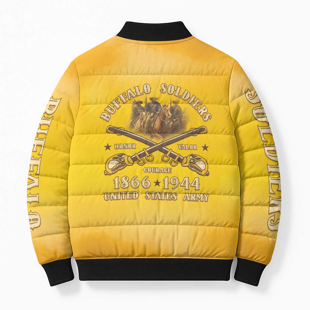 Honor Buffalo Soldiers Bomber Puffer Jacket African American Cavalry Yellow Version
