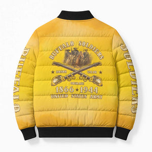 Honor Buffalo Soldiers Bomber Puffer Jacket African American Cavalry Yellow Version