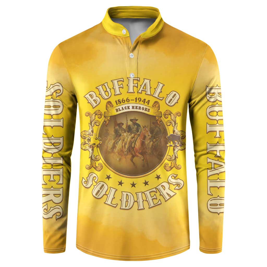 Honor Buffalo Soldiers Button Sweatshirt African American Cavalry Yellow Version