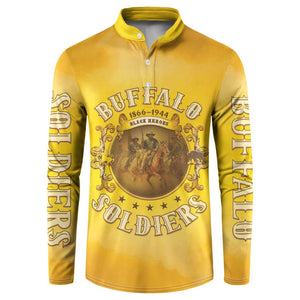 Honor Buffalo Soldiers Button Sweatshirt African American Cavalry Yellow Version
