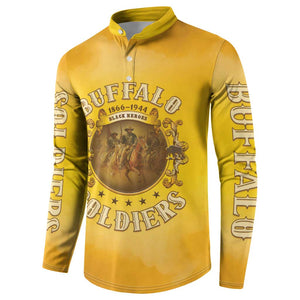 Honor Buffalo Soldiers Button Sweatshirt African American Cavalry Yellow Version