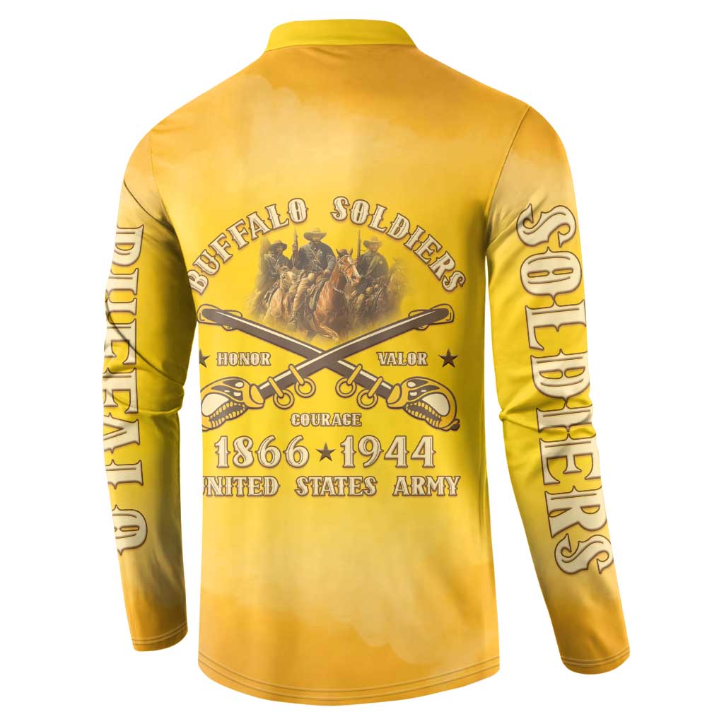 Honor Buffalo Soldiers Button Sweatshirt African American Cavalry Yellow Version