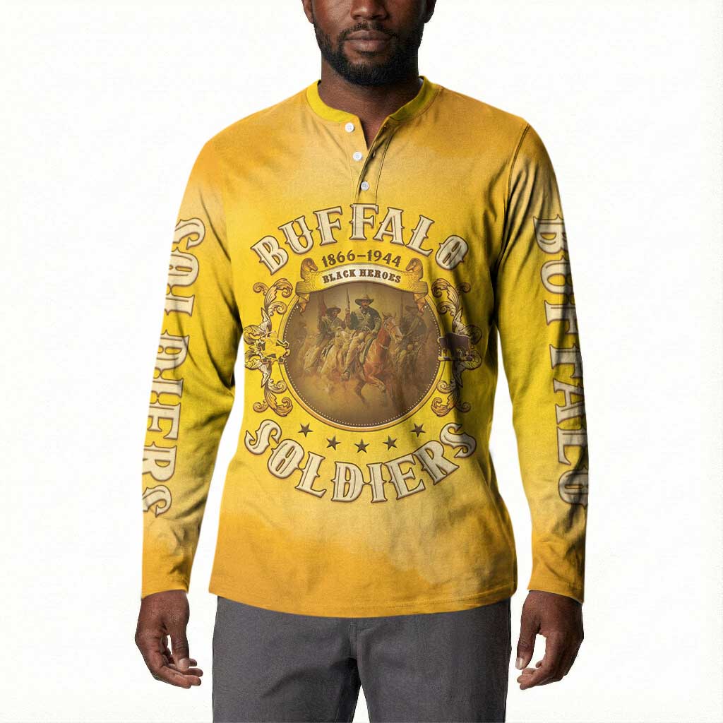 Honor Buffalo Soldiers Button Sweatshirt African American Cavalry Yellow Version