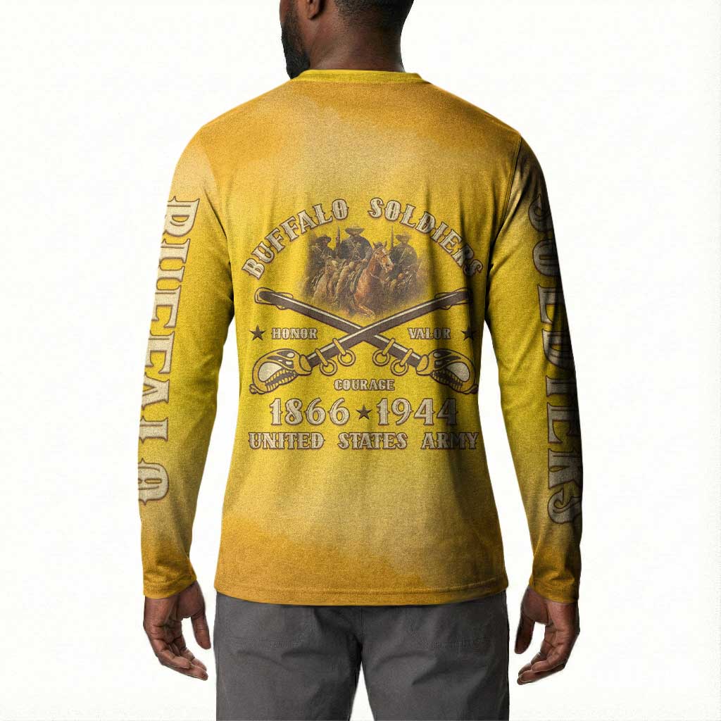 Honor Buffalo Soldiers Button Sweatshirt African American Cavalry Yellow Version
