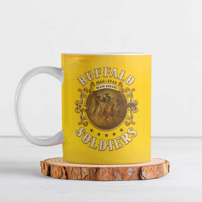Honor Buffalo Soldiers Ceramic Mug African American Cavalry Yellow Version