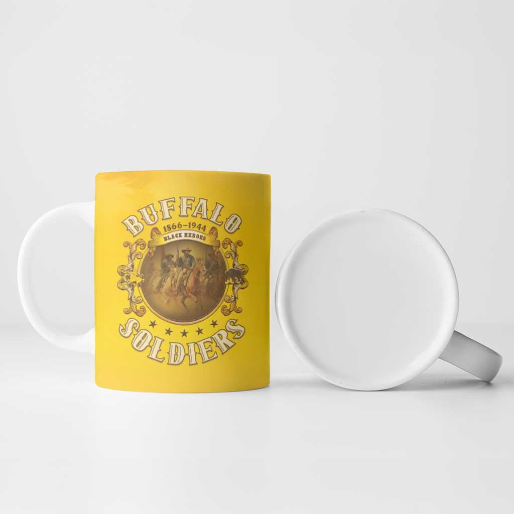 Honor Buffalo Soldiers Ceramic Mug African American Cavalry Yellow Version