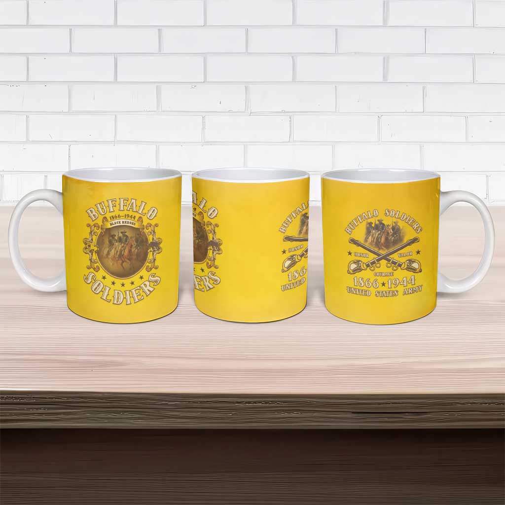Honor Buffalo Soldiers Ceramic Mug African American Cavalry Yellow Version