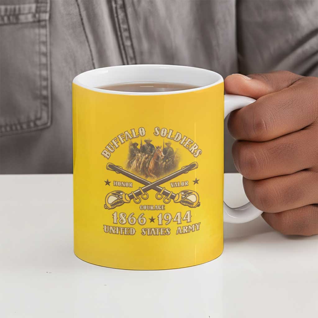 Honor Buffalo Soldiers Ceramic Mug African American Cavalry Yellow Version