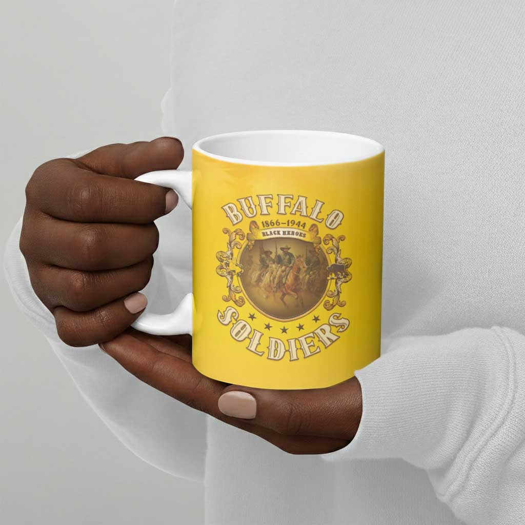 Honor Buffalo Soldiers Ceramic Mug African American Cavalry Yellow Version