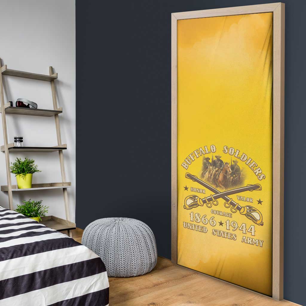 Honor Buffalo Soldiers Door Cover African American Cavalry Yellow Version