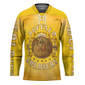 Honor Buffalo Soldiers Hockey Jersey African American Cavalry Yellow Version