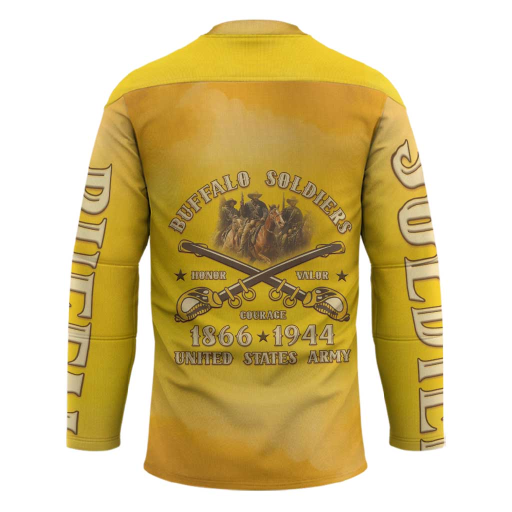 Honor Buffalo Soldiers Hockey Jersey African American Cavalry Yellow Version