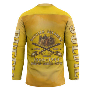 Honor Buffalo Soldiers Hockey Jersey African American Cavalry Yellow Version