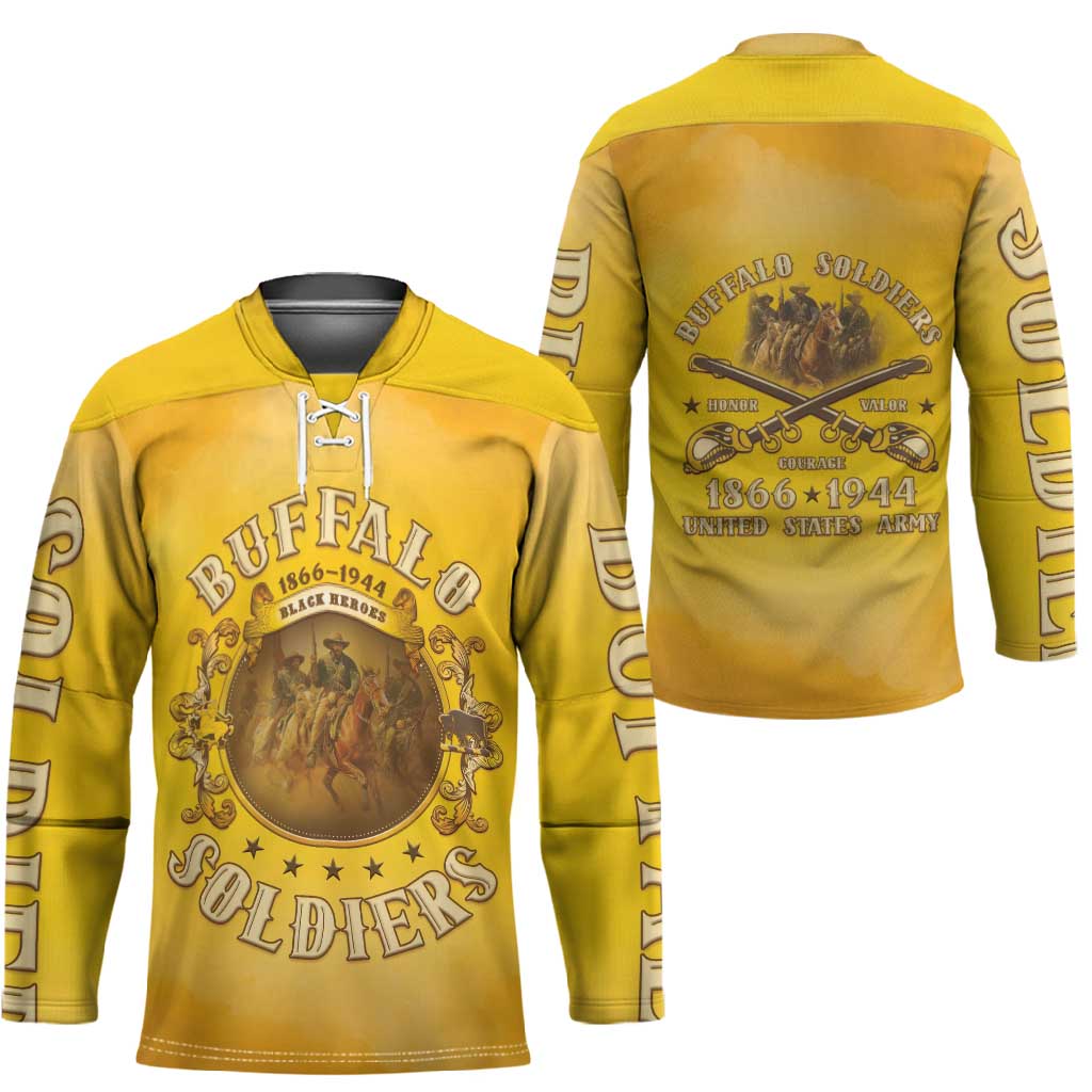 Honor Buffalo Soldiers Hockey Jersey African American Cavalry Yellow Version