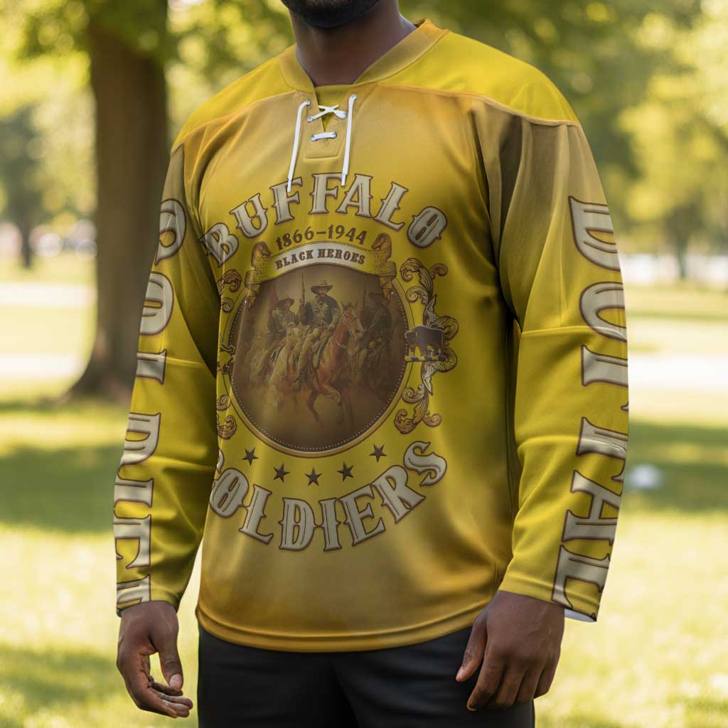 Honor Buffalo Soldiers Hockey Jersey African American Cavalry Yellow Version