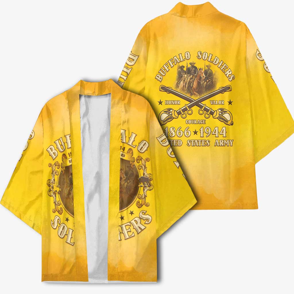 Honor Buffalo Soldiers Kimono African American Cavalry Yellow Version