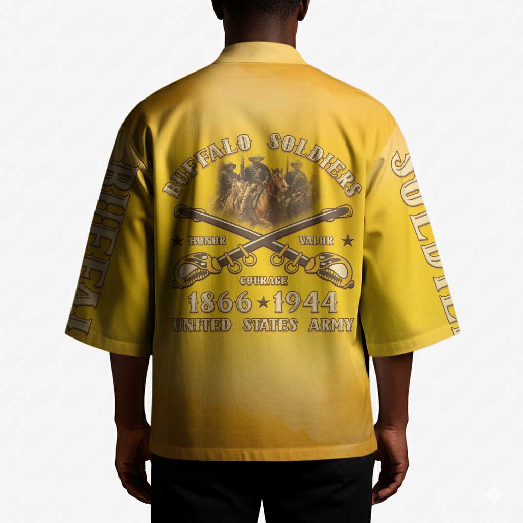 Honor Buffalo Soldiers Kimono African American Cavalry Yellow Version