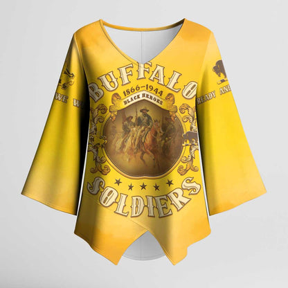Honor Buffalo Soldiers Kimono Sleeve Blouse African American Cavalry Yellow Version