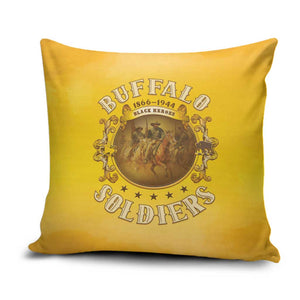 Honor Buffalo Soldiers Pillow Cover African American Cavalry Yellow Version