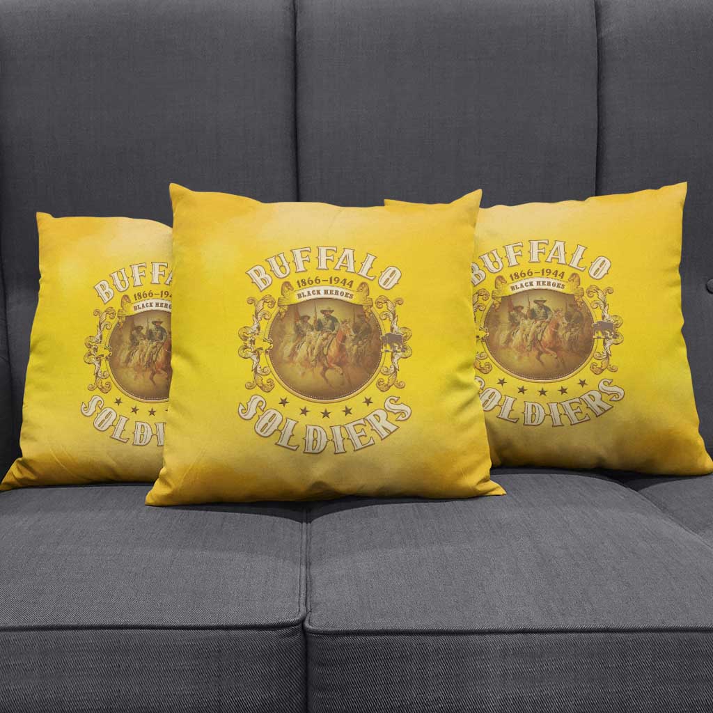Honor Buffalo Soldiers Pillow Cover African American Cavalry Yellow Version